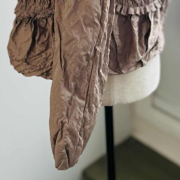 ZARA Woman Dusty Rose Crinkled Sculptural Tiered Jacket with Gathers – US M - Picture 9 of 10
